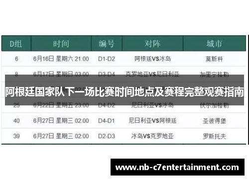 阿根廷国家队下一场比赛时间地点及赛程完整观赛指南